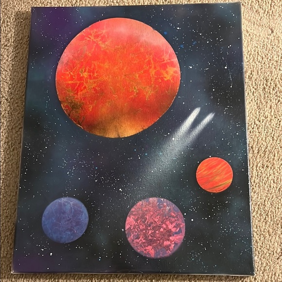 Abstract Space Art Painting Planets - Picture 1 of 1